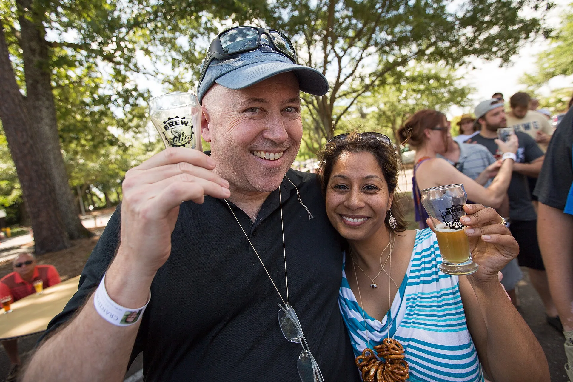 Festivalgoers raise tasting glasses at a craft beer festival in North Charleston. The picture is from an earlier event, not Charleston Beer Fest.