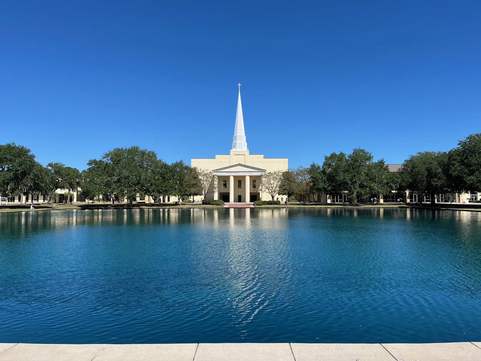 The chapel and reflecting pond at Charleston Southern University on University Boulevard, a short drive from Deer Park in North Charleston.