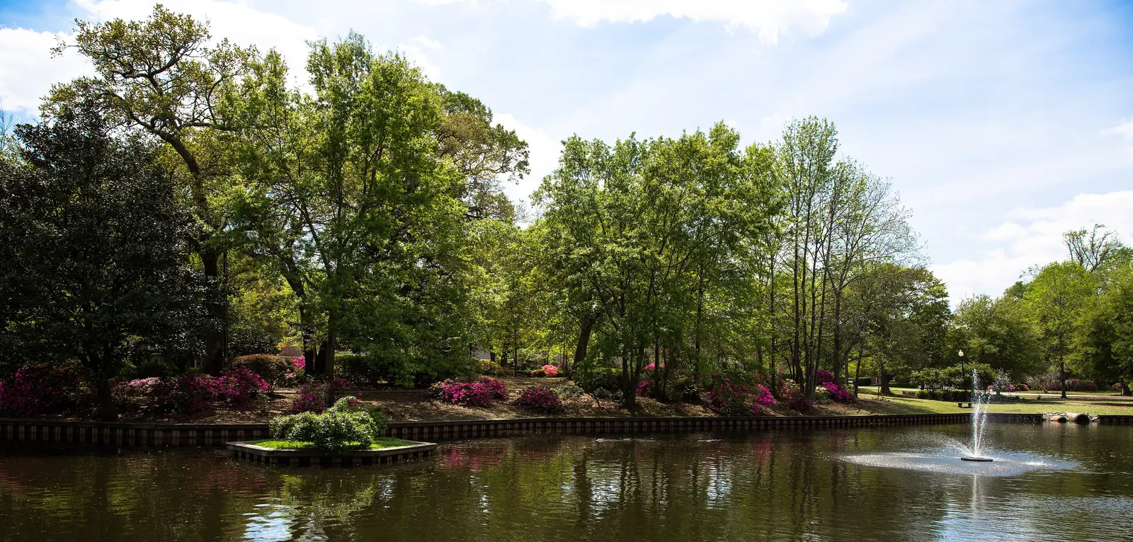 Azaleas bloom around Quarterman Lake, the Duck Pond, a few blocks from the circle in Park Circle, North Charleston.