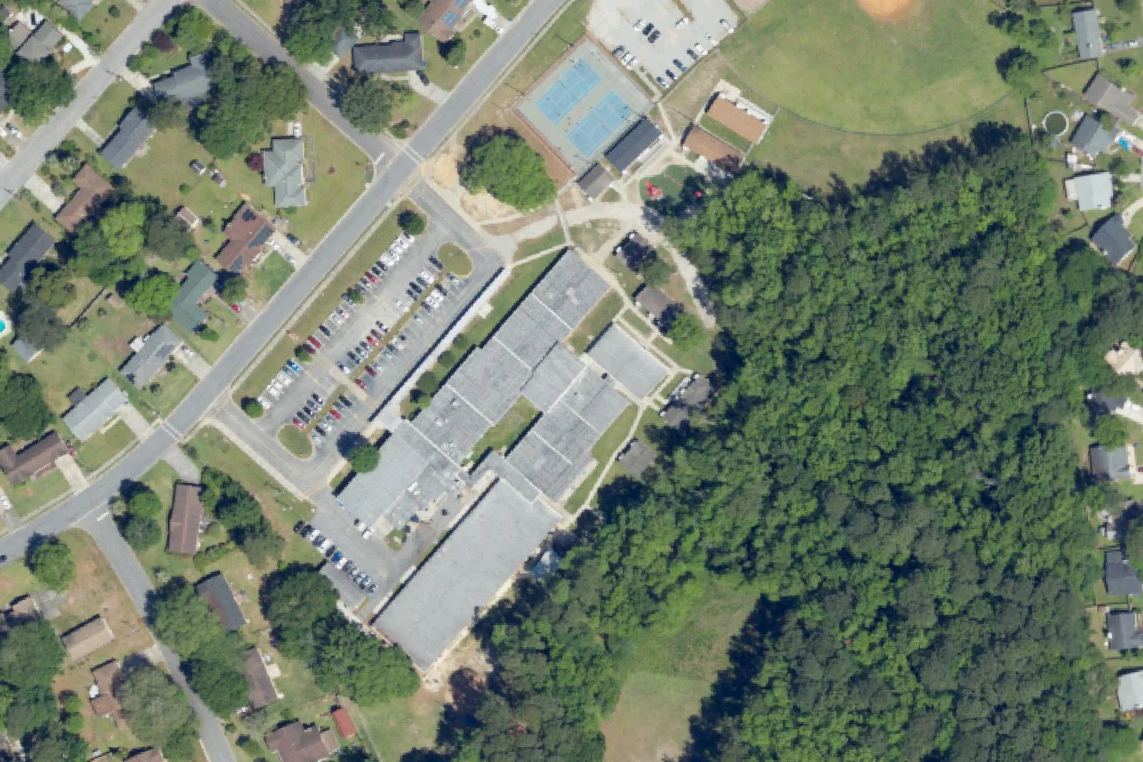 A.C. Corcoran Elementary's campus on Vistavia Road in North Charleston, seen from the air
