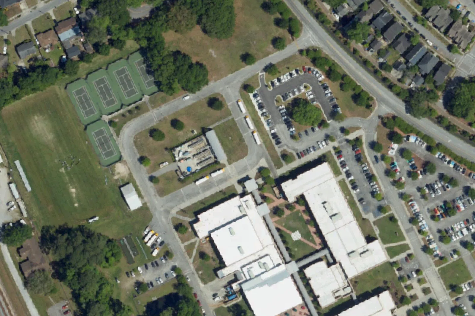 Academic Magnet High's campus on West Enterprise Street in North Charleston, seen from the air