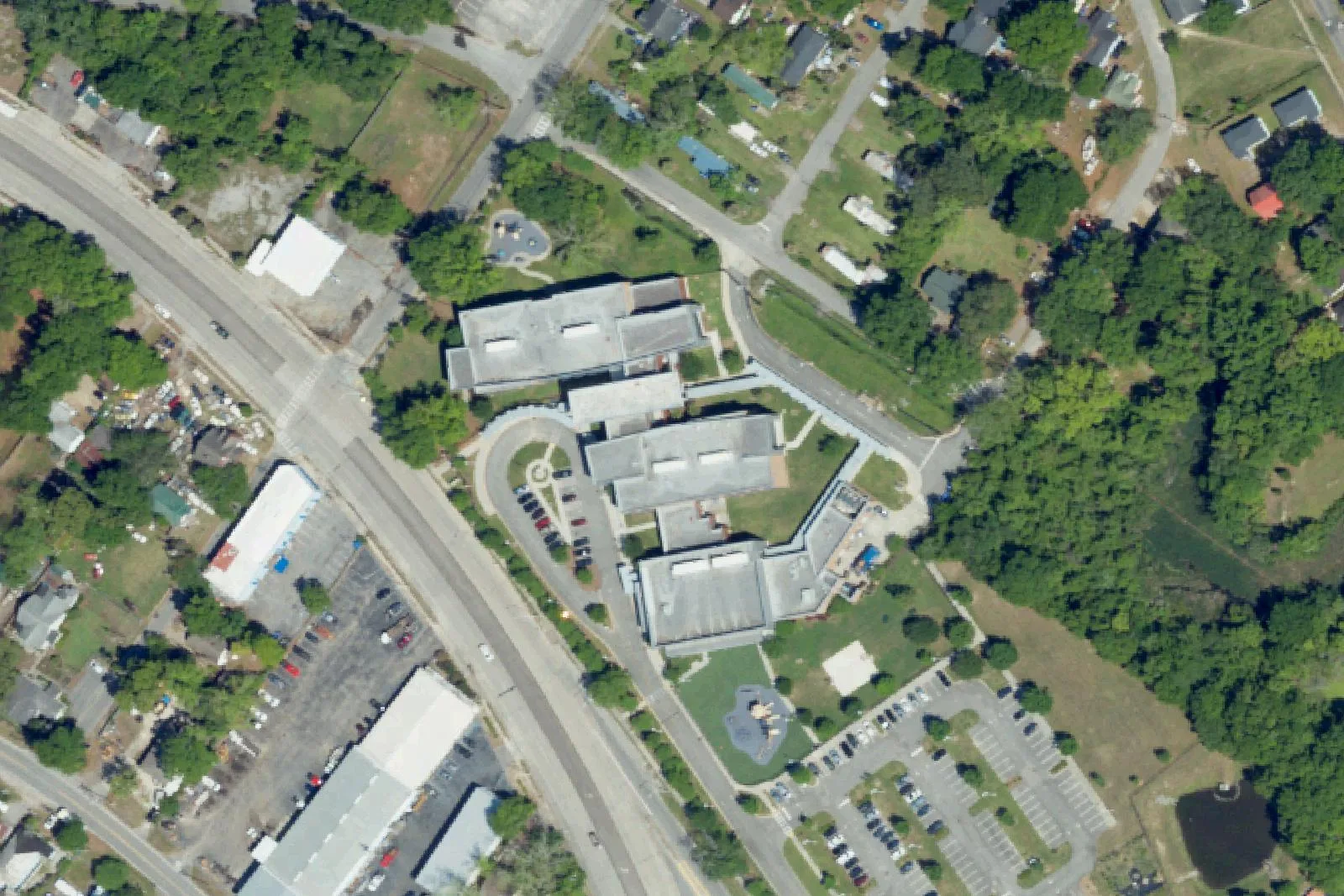 Chicora Elementary's campus on Carner Avenue in North Charleston, seen from the air