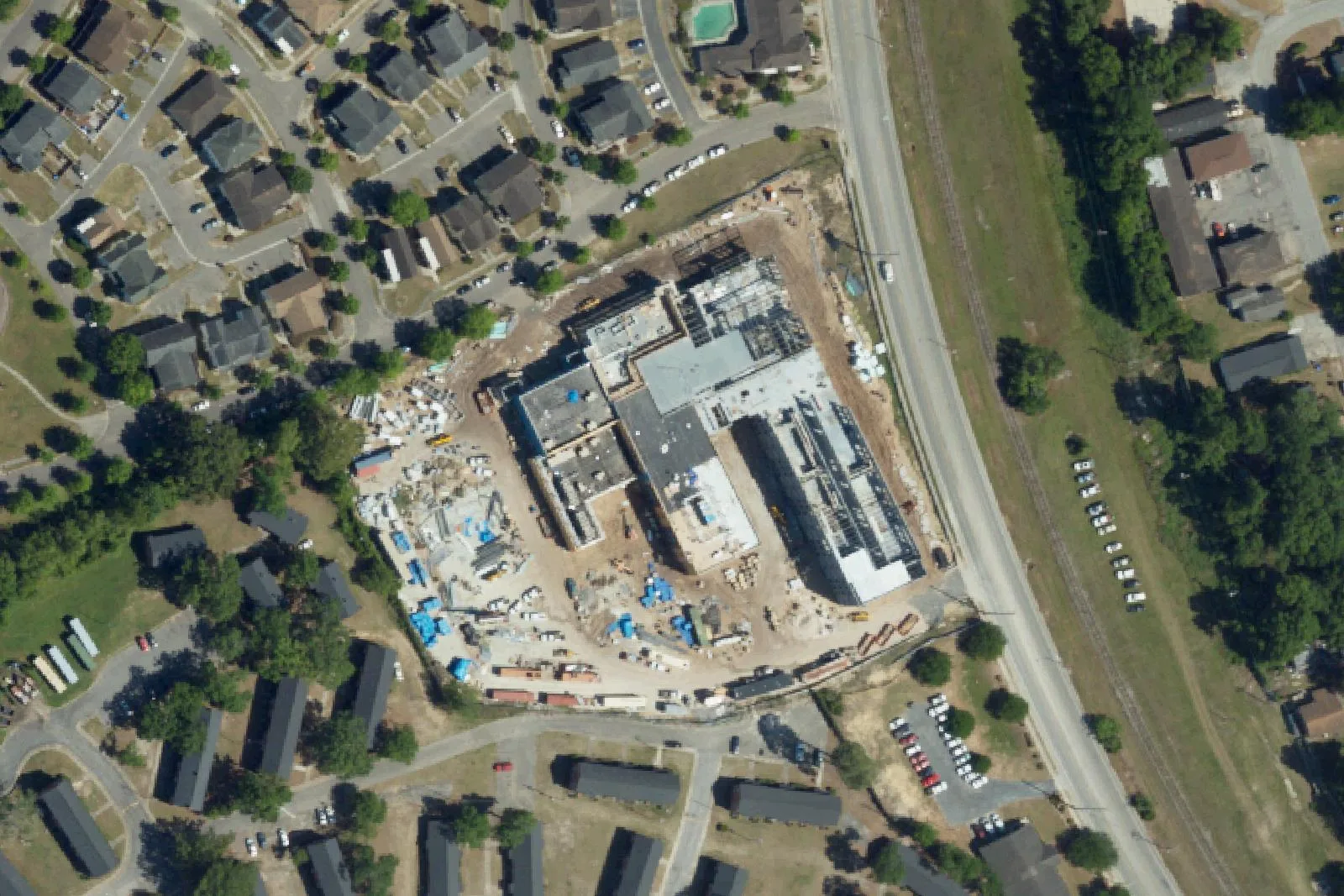 The Ron McNair campus on Verde Avenue in North Charleston, home of Malcolm C. Hursey Montessori, seen from the air during construction