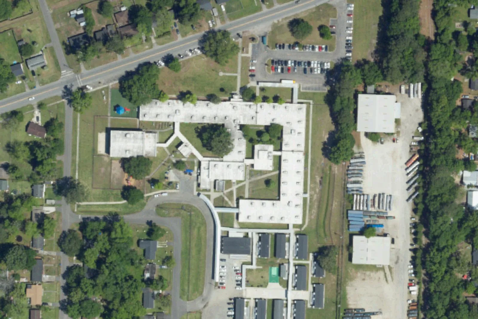 Meeting Street Brentwood's campus on Leeds Avenue in North Charleston, seen from the air