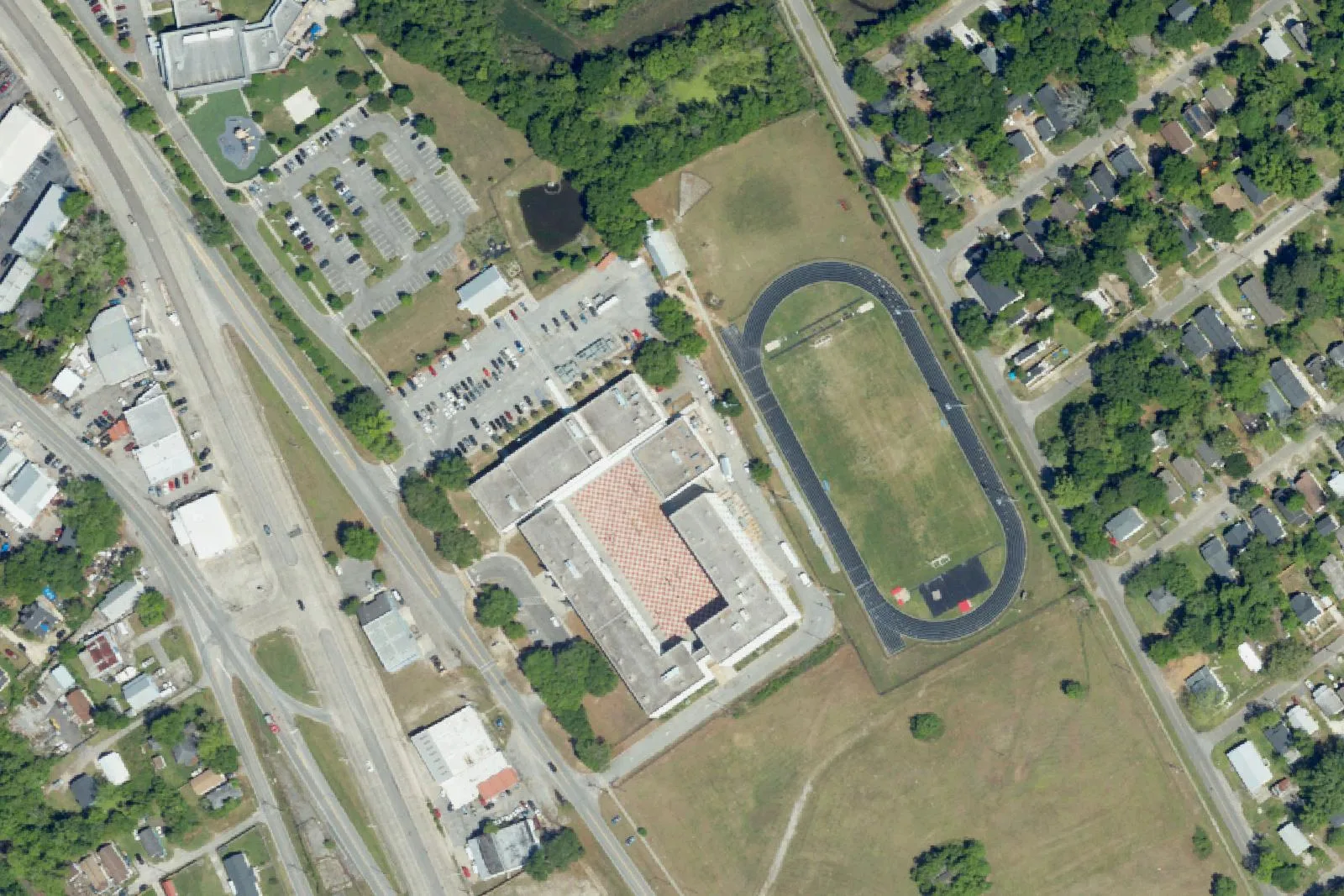 Military Magnet Academy's campus on Carner Avenue in North Charleston, seen from the air