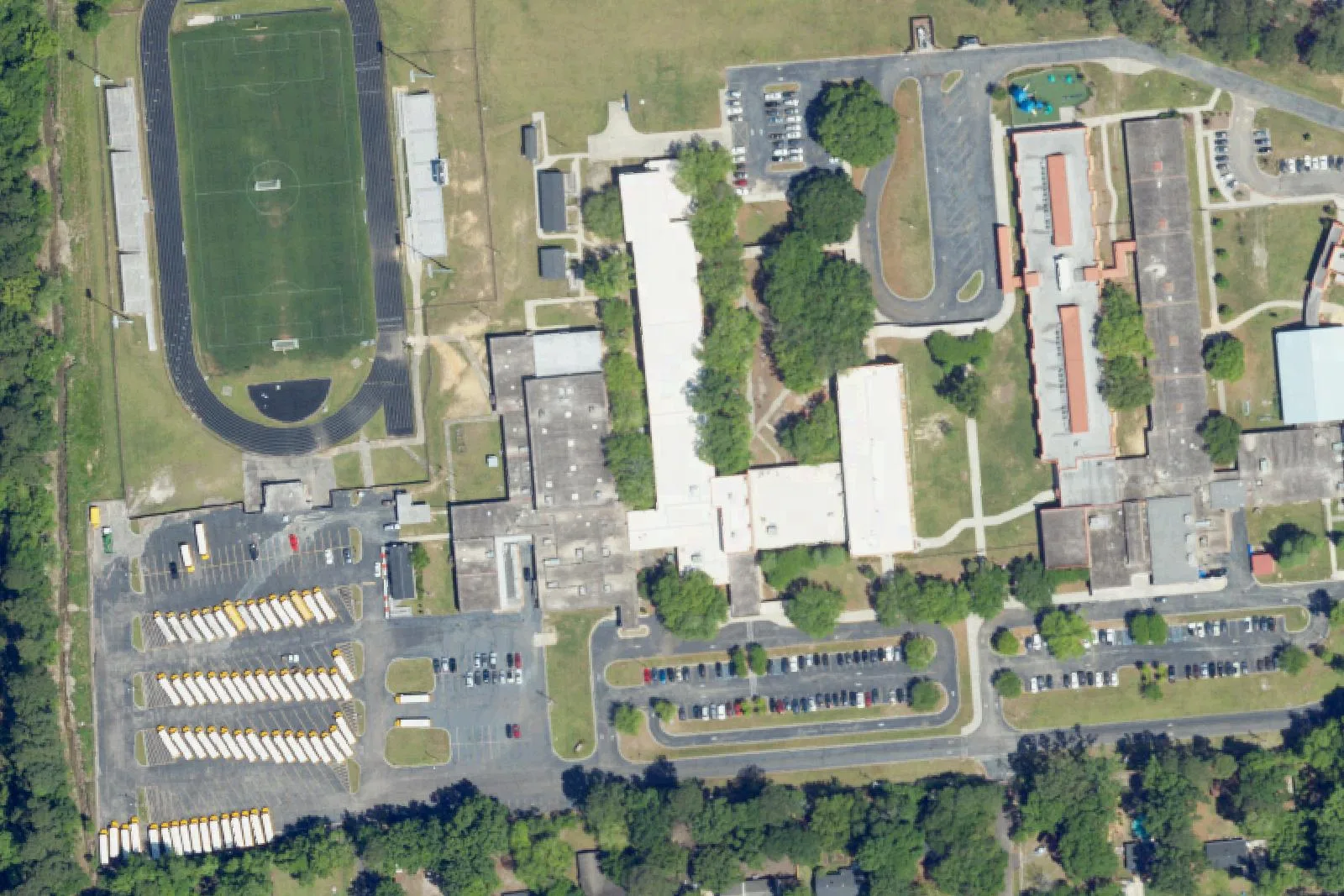 Northwoods Middle's campus on Northside Drive in North Charleston, seen from the air