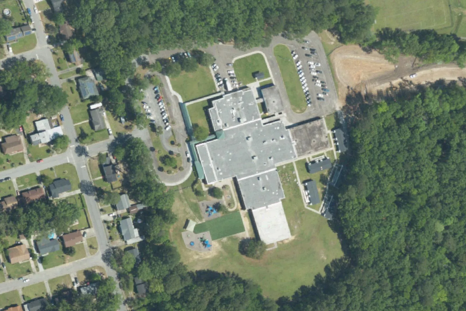 Pepperhill Elementary's campus on Creola Road in North Charleston, seen from the air