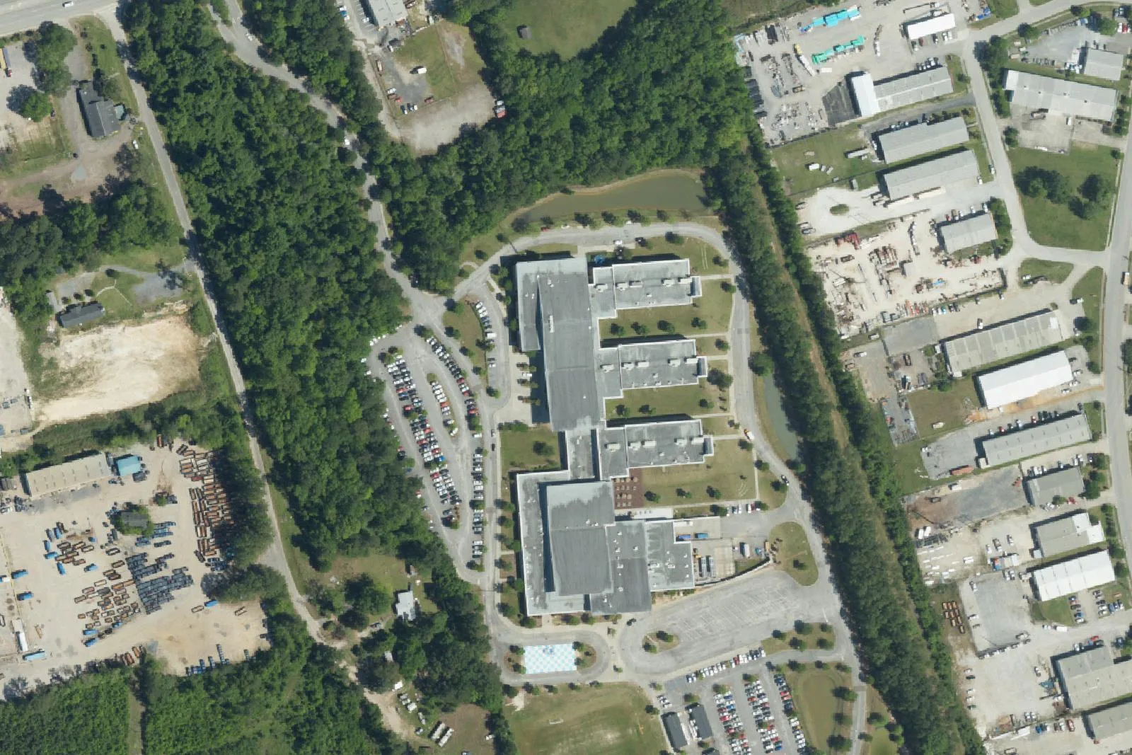R.B. Stall High's campus on Ashley Phosphate Road in North Charleston, seen from the air