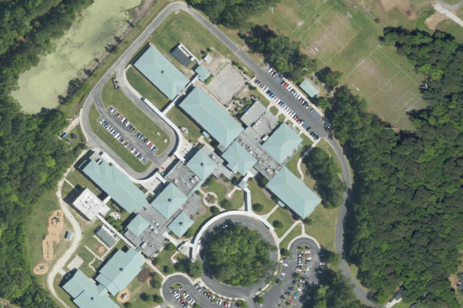 River Oaks Middle's campus on River Oaks Drive in North Charleston, seen from the air