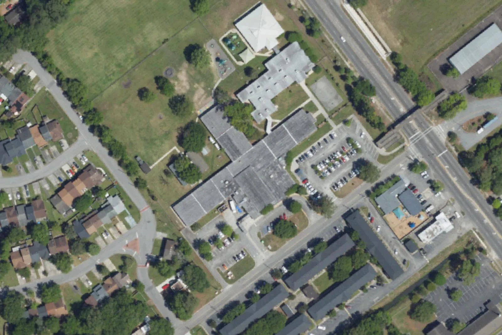 W.B. Goodwin Elementary's campus on Dorchester Road in North Charleston, seen from the air